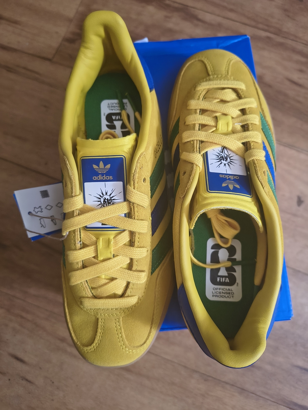 adidas Kids Yellow Samba Sneakers with Green Stripes